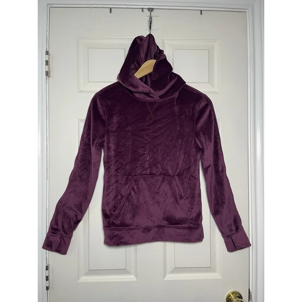 IVIVVA Lululemon Velour Hoodie Plum Purple Thumbholes Girls 12 Soft Cozy School
